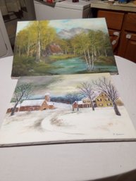 Lot Of Two Paintings On Campus By B Jucevics