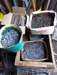 Four Boxes And One Pail Of Nails Crate Is Not Included