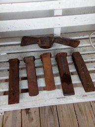 Lot Of 5 Wood Wedges And Pickaxe Head
