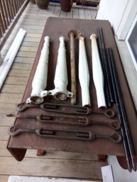 A Lot Of Miscellaneous Metal Possible Table Legs And Some Kind Of Hooks