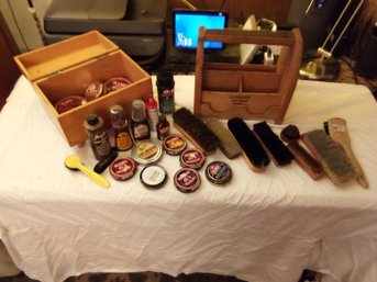Lot Of Shoe Polish Kits Brushes
