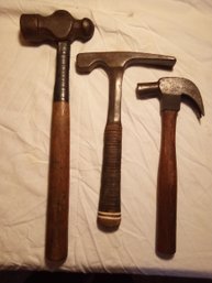 Lot Of 3 Old Hammers With Manufacturing Names