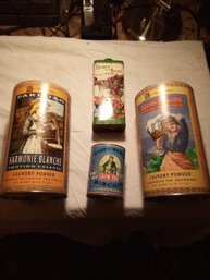 4 Collectible Tins With Old Advertising Lilacs And Roses Talc Powder Is Full