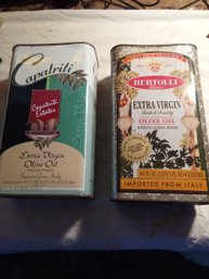 2 Decorative Olive Oil Tins From Italy
