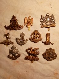 Lot Of 10 Vintage Military Cap Badges