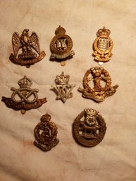 Lot Of 8 Vintage Military Cap Badges