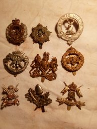 Lot Of 9 Vintage Military Cap Badges
