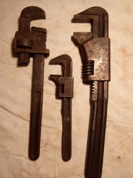 Lot Of 3 Vintage Pipe Wrenches