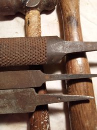 Lot Of 5 Hammers And 3 Files With 3 Other Miscellaneous Parts