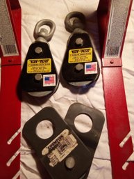 Lot Of 3 Pulleys And 2 Brackets