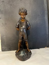 Bronze Statuette Believed To Be By L. Inzeller (French), 'Enfant A La Grenouille (Child With A Frog)',