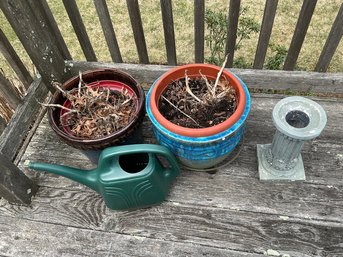 Ceramic Garden Flower Pots, And Pedestal