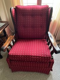Super Comfy Swivel Rocker, Red With Pindot Blue-nice Condition