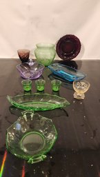 Collection Of Vintage Colored Glass