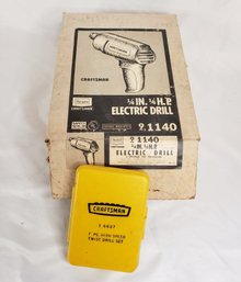 Craftsman 1/4' Electric  Drill And 8 Piece High Speed Drill Bit Set