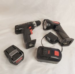 Drillmaster Electric Battery Powered Drill And Work Light Set