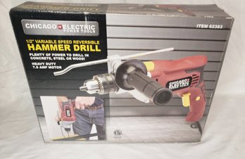 New - Chicago Electric 1/2 Variable Speed Reversible Hammer Drill