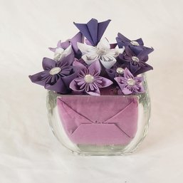 Libbey Glass Vase With Paper Flowers