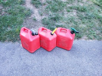 Lot Of Three 5 Gallon Gas Cans