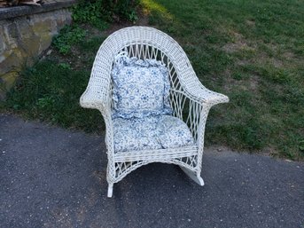 Vintage Wicker Rocking Chair With Cushions