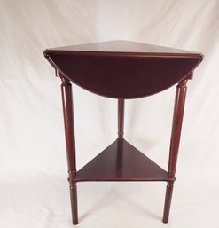 Vintage Bombay Company Triple Drop-Leaf Wooden Table Triangle Or Round Display