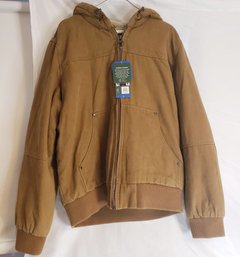 New- G.H. Bass & Co Heavy Cotton Canvas Hooded Bomber Jacket With Sherpa Lining Large