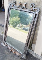 New - Rectangular Wrought Iron Style Wall Mirror With Beveled Glass
