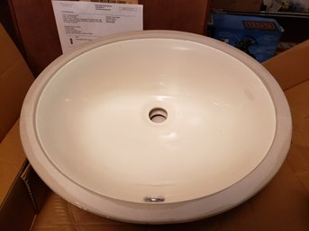New - Sofeil Oval Ceramic Undermount Sink In Color Biscuit