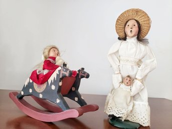 Byers Choice Carolers Victorian Girl On Rocking Horse And Mothers Day Caroler