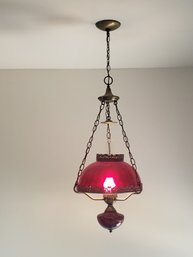Antique Ruby Red Glass Oil Lamp Style Hanging Lamp Light