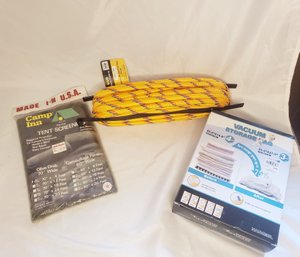 New - Rope, Tent Screen And Vacuum Storage Bags