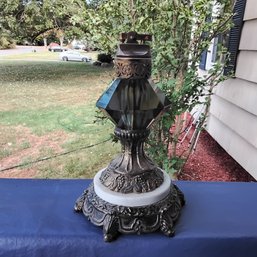 Vintage Brass And Crystal Table Lighter