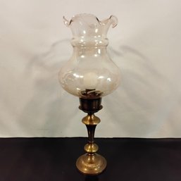 Vintage Brass Candle Holder With Glass Chimney