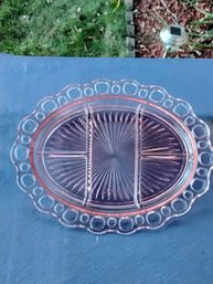 Vintage Pink Depression Glass Platter