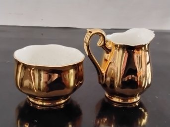 22 Caret Hall China Golden Glo Creamer And Sugar Bowl