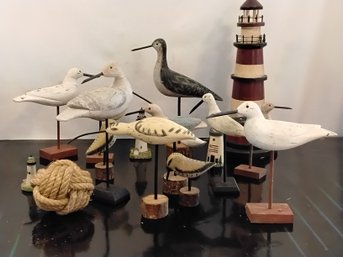 Flock Of Wooden  Seagulls And Lighthouses