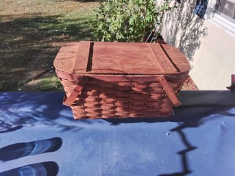 Vintage Wooden Picnic Basket