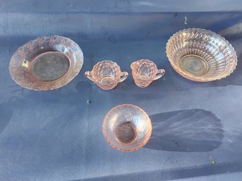 Collection Of Vintage Pink Depression Glass