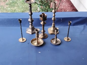 Collection Of Vintage Brass Candle Holders