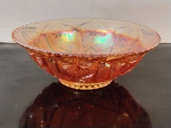 Vintage Iridescent Marigold Carnival Glass Bowl