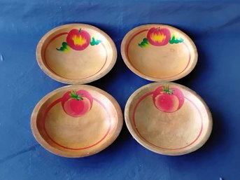 4  Vintage Wooden Salad Bowls