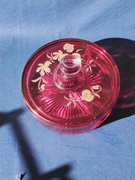 Cranberry Red Floral Candy Dish