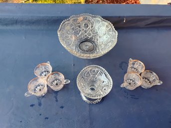 Vintage Glass Punch Bowl Set