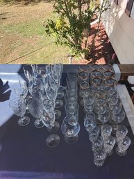Collection Of Glass And Crystal Wine Glasses, Flutes Ctc.