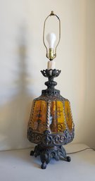 1971 Amber Embossed Glass Lamp