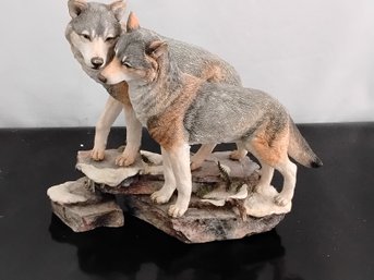 Hand Crafted Stone Wolf Sculpture
