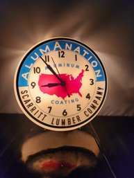Vintage Scarritt Lumber Company Lighted Advertising Clock