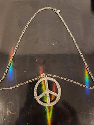 Clairs Crystal Jeweled Piece Sign Necklace #12