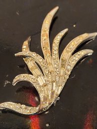 Silver Tone Jeweled Brooch #14