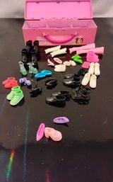 Vintage Barbie And Ken Shoe Collection With Case